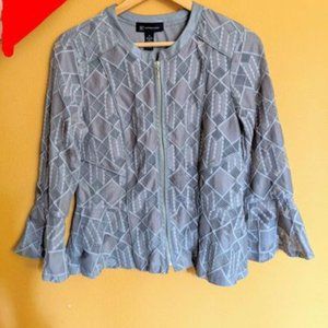 INC Faux Leather Trim Lace Peplum Jacket